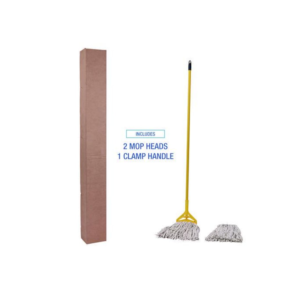 Cotton Cut End Mop Kit, #24 Natural Cotton Head, 60" Yellow Metal/Plastic Handle. Picture 5