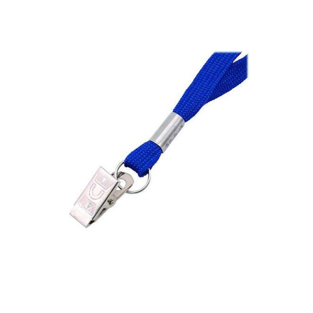 Metal Flat Clip Lanyard, 36" Long, Blue, 100/Pack. Picture 2