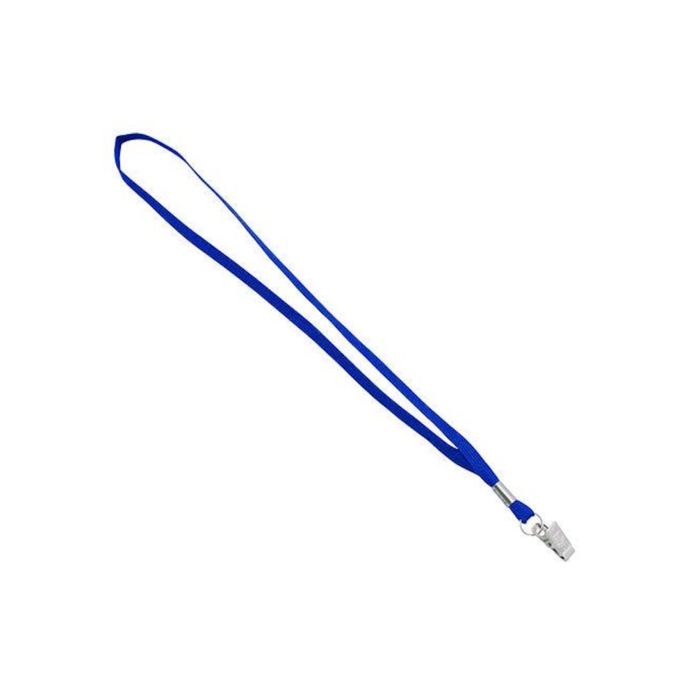 Metal Flat Clip Lanyard, 36" Long, Blue, 100/Pack. Picture 3