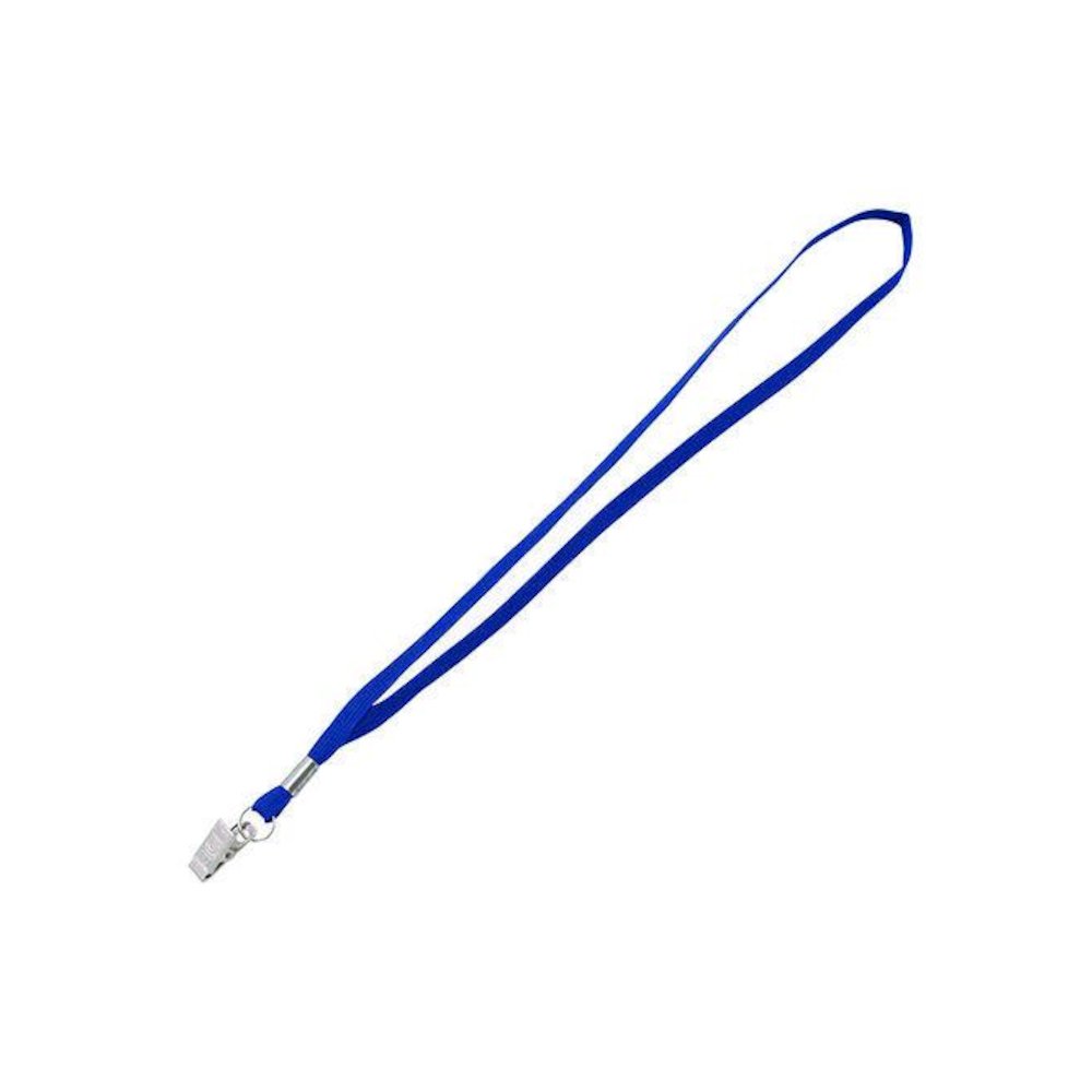 Metal Flat Clip Lanyard, 36" Long, Blue, 100/Pack. Picture 1