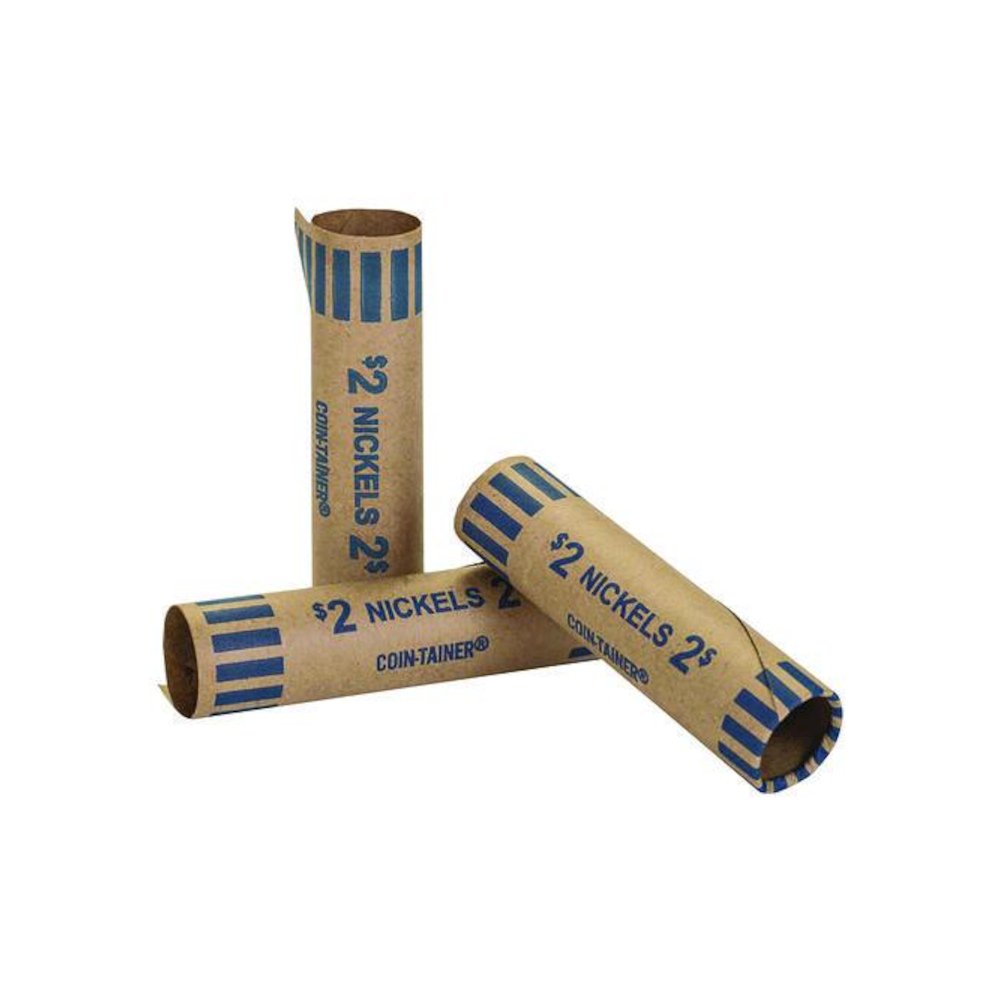 Crimped End Coin Wrappers, Nickels, Blue, 1,000/Pack. Picture 1