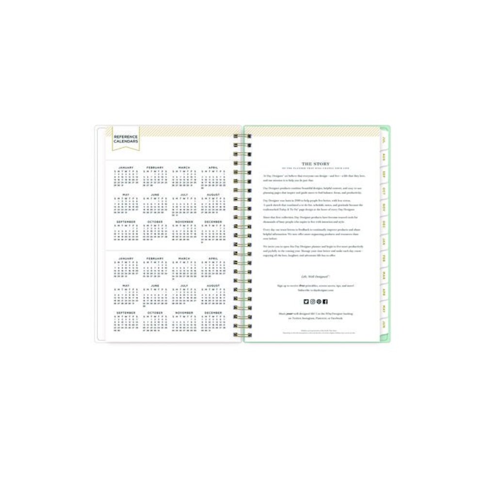 Day Designer "Secret Garden Mint" Academic Year Weekly/Monthly Notes Planner, 8 x 5, 12-Month (July to June): 2025-2026. Picture 5