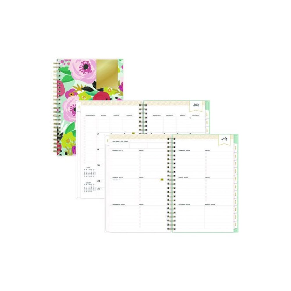 Day Designer "Secret Garden Mint" Academic Year Weekly/Monthly Notes Planner, 8 x 5, 12-Month (July to June): 2025-2026. Picture 1