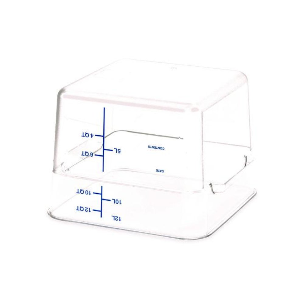 Squares Polycarbonate Food Storage Container, 12 qt, 11.13 x 11.13 x 8.25, Clear, Plastic. Picture 4