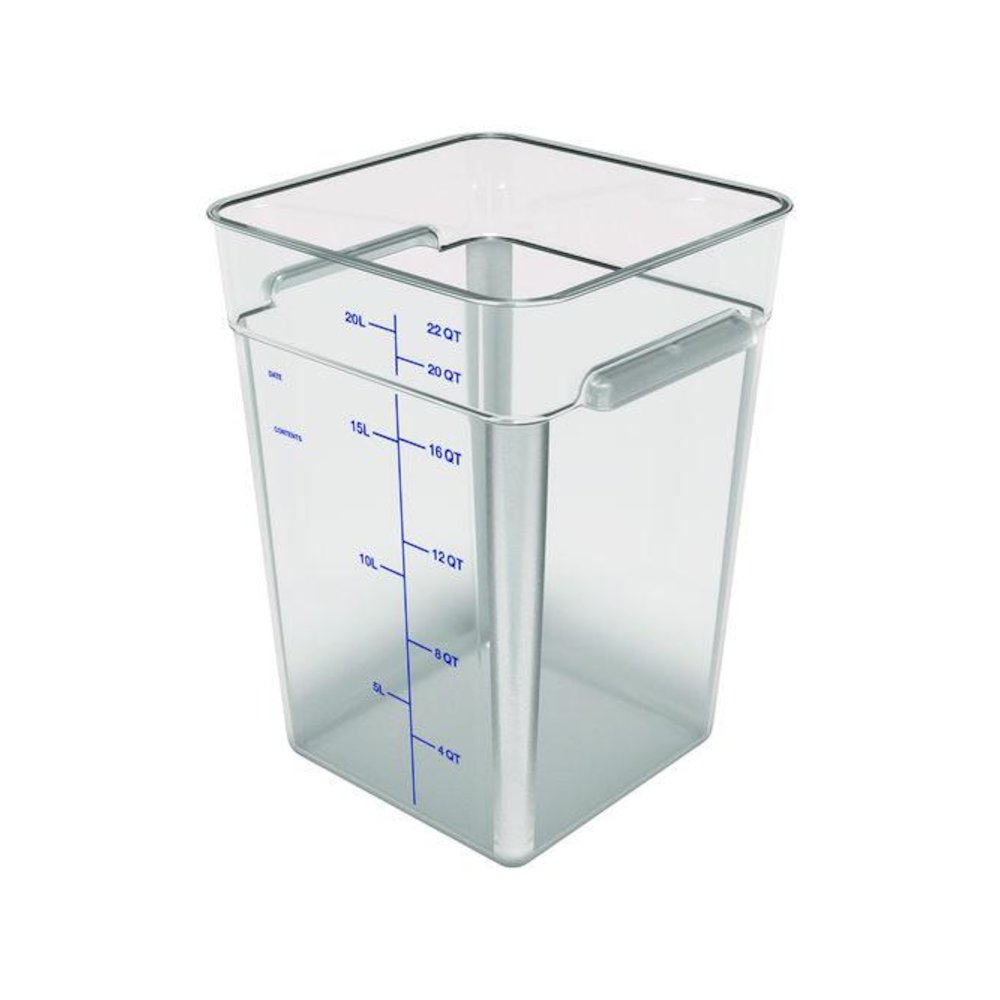 Squares Polycarbonate Food Storage Container, 22 qt, 11 13 x 11.13 x 15.72, Clear, Plastic. Picture 3