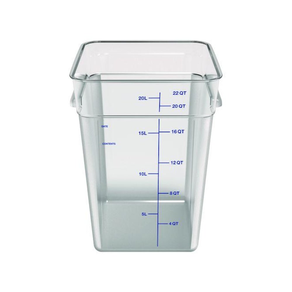 Squares Polycarbonate Food Storage Container, 22 qt, 11 13 x 11.13 x 15.72, Clear, Plastic. Picture 4