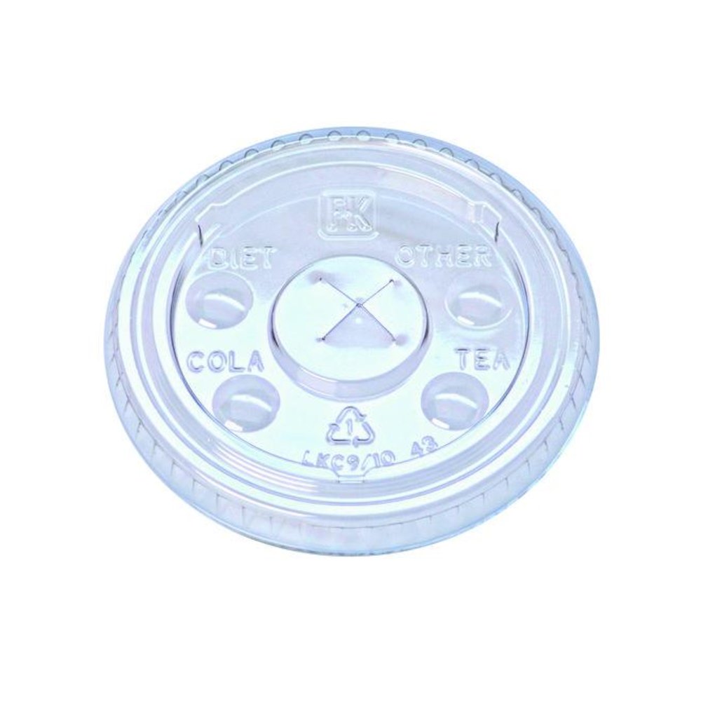 Kal-Clear/Nexclear Drink Cup Lids, X-Style Straw Slot/Flavor Buttons, Fits 9 oz to 10 oz Cold Cups, Plastic, Clear, 2,500/CT. Picture 1