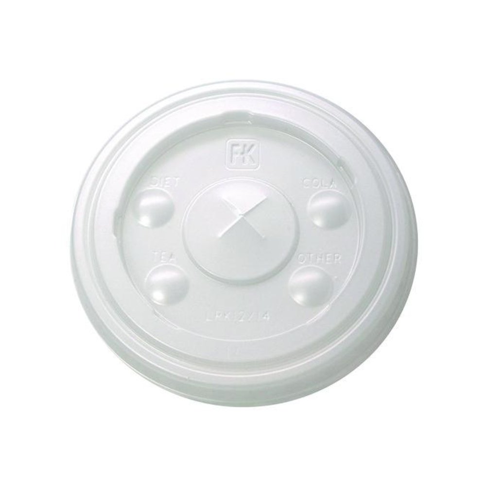 Kal-Clear/Nexclear Drink Cup Lids, Flat, X-Style Straw Slot, Fits 12 oz to 14 oz Cold Cups, Plastic, Translucent, 1,000/CT. Picture 1