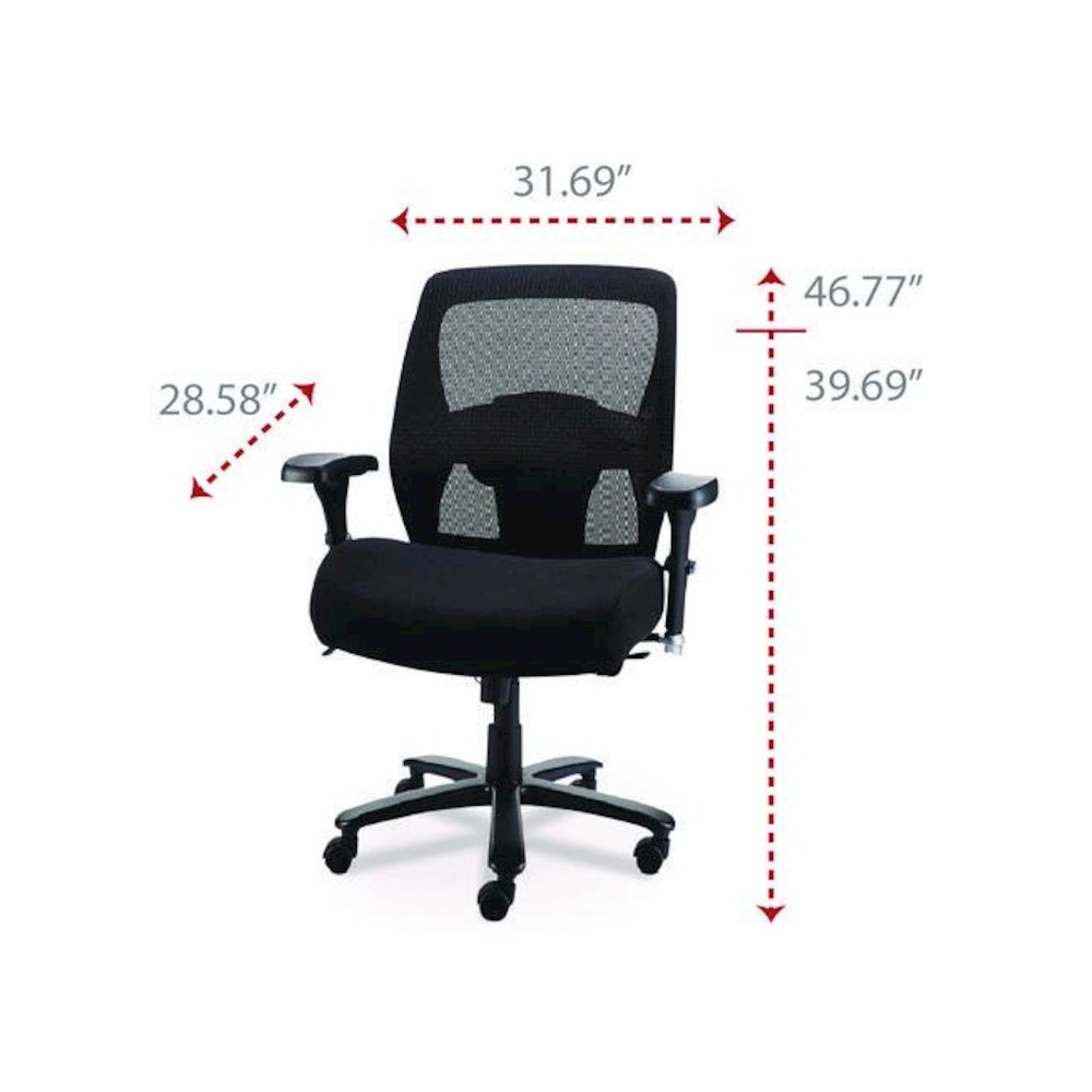 Alera Faseny Series Big and Tall Manager Chair, Supports Up to 400 lbs, 17.48" to 21.73" Seat Height, Black Seat/Back/Base. Picture 7