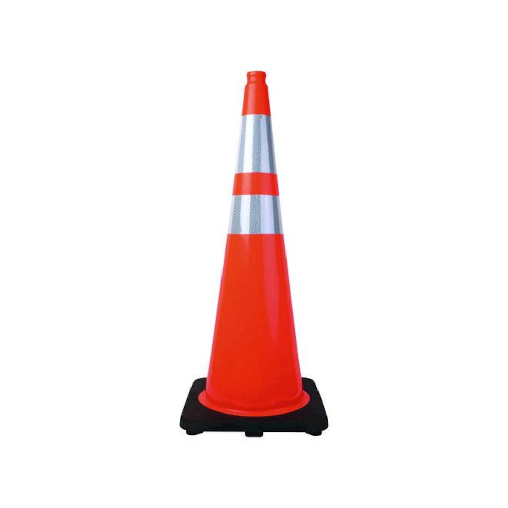 Traffic Cone, 14.5 x 1 x 36, Orange/Silver. Picture 1
