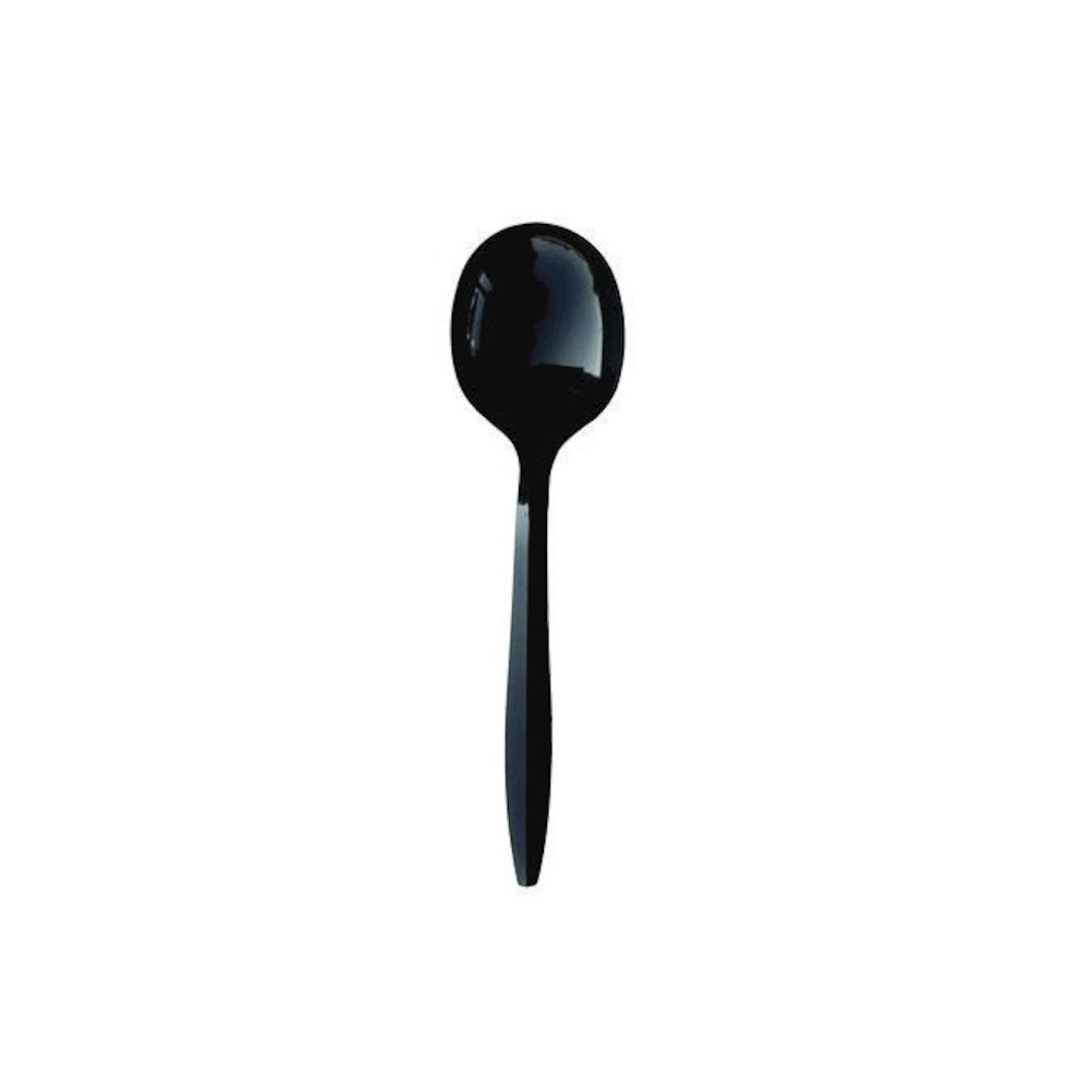 Mediumweight Polypropylene Cutlery, Soup Spoon, Plastic, Black, 1,000/Carton. Picture 1
