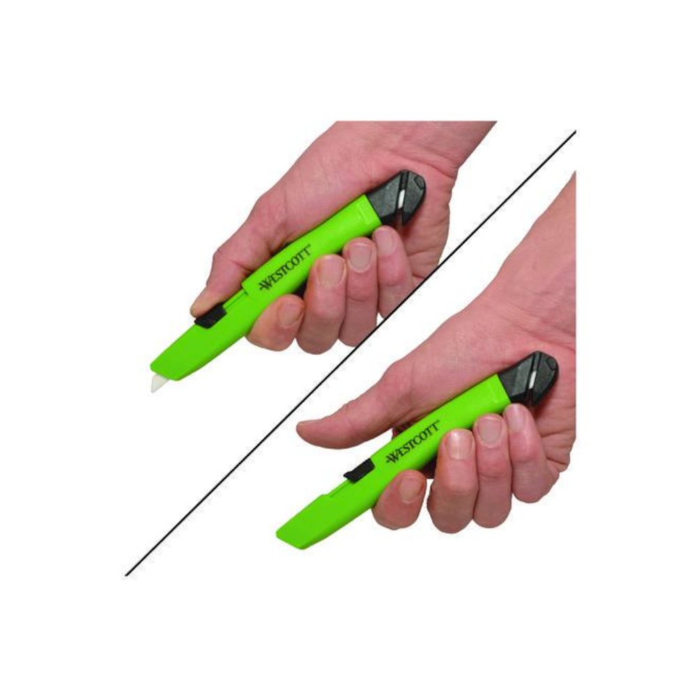 Safety Ceramic Blade Box Cutter, 0.5" Blade, 5.7" Plastic Handle, Green. Picture 2