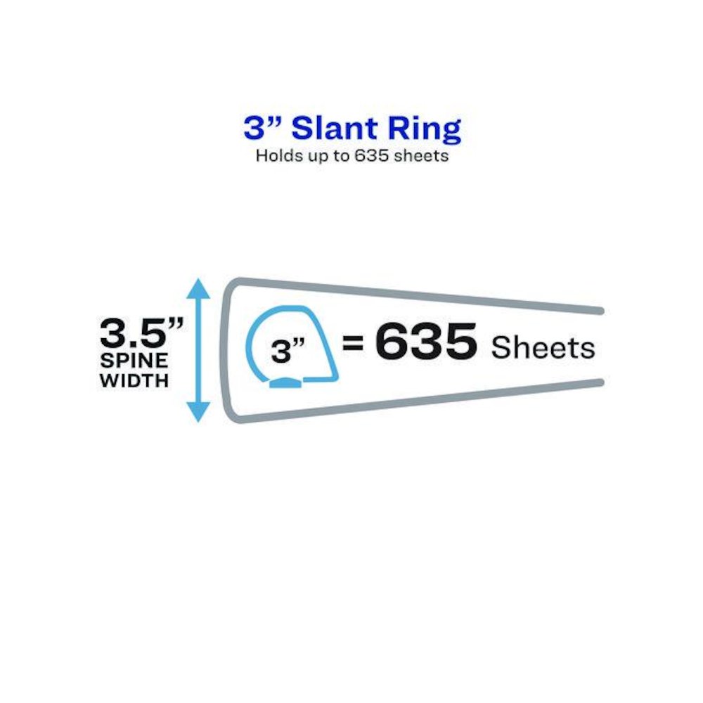 Showcase Economy View Binders with Slant Rings, 3 Rings, 3" Capacity, 11 x 8.5, White. Picture 3