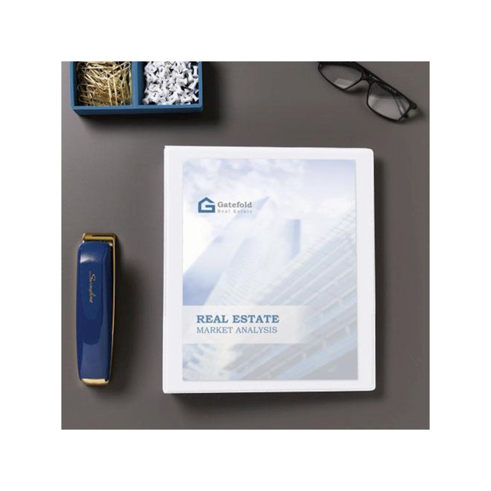 Showcase Economy View Binders with Slant Rings, 3 Rings, 3" Capacity, 11 x 8.5, White. Picture 4