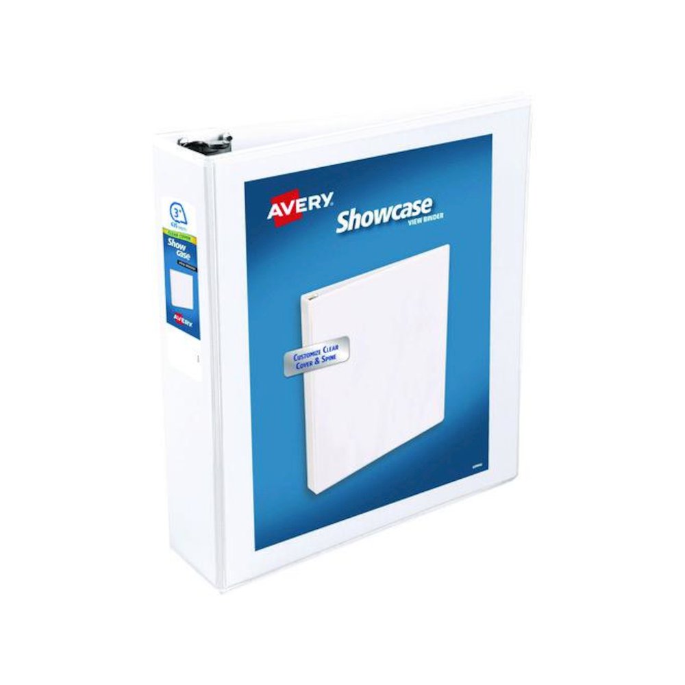 Showcase Economy View Binders with Slant Rings, 3 Rings, 3" Capacity, 11 x 8.5, White. Picture 1