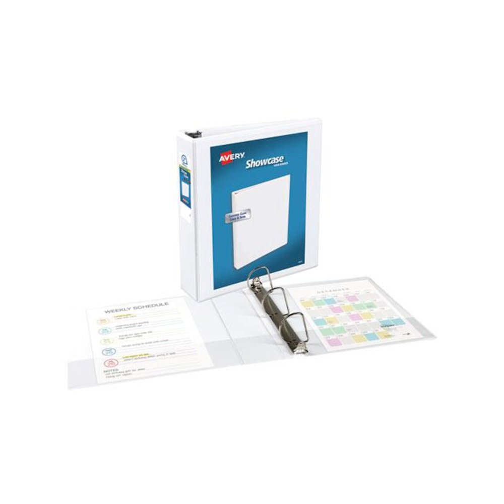 Showcase Economy View Binders with Slant Rings, 3 Rings, 2" Capacity, 11 x 8.5, White. Picture 2