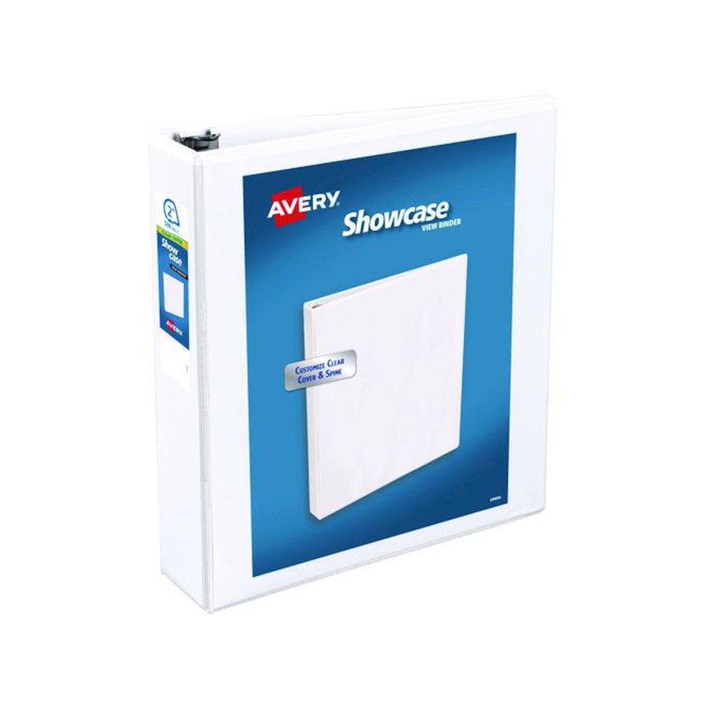 Showcase Economy View Binders with Slant Rings, 3 Rings, 2" Capacity, 11 x 8.5, White. Picture 1