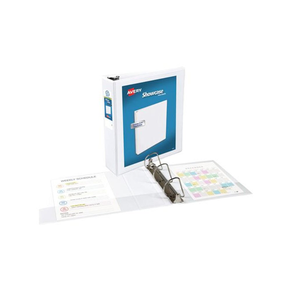Showcase Economy View Binders with Slant Rings, 3 Rings, 3" Capacity, 11 x 8.5, White. Picture 2