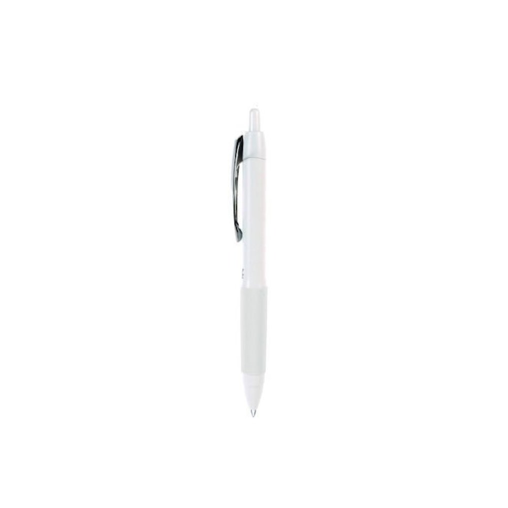207 Plus+ Gel Pen, Retractable, Medium 0.7 mm, Black Ink, White Barrel, Dozen. Picture 3