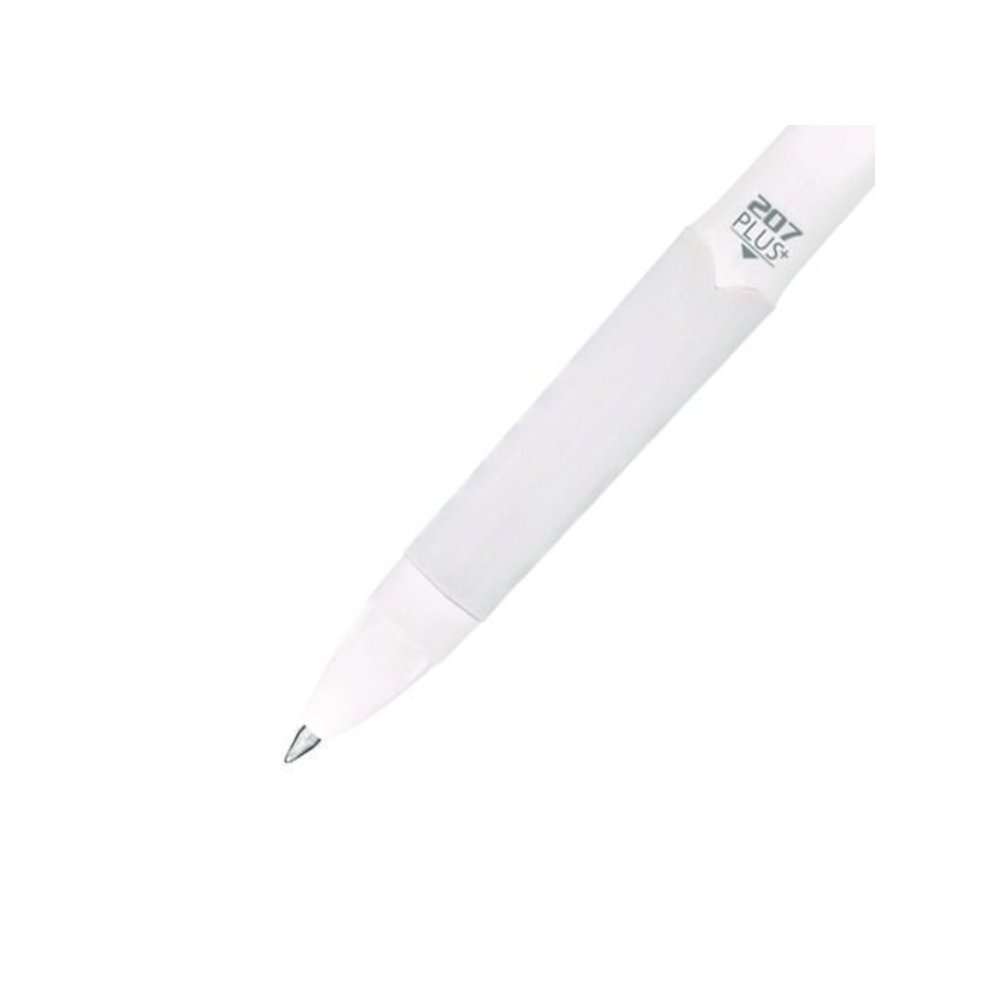 207 Plus+ Gel Pen, Retractable, Medium 0.7 mm, Black Ink, White Barrel, Dozen. Picture 5