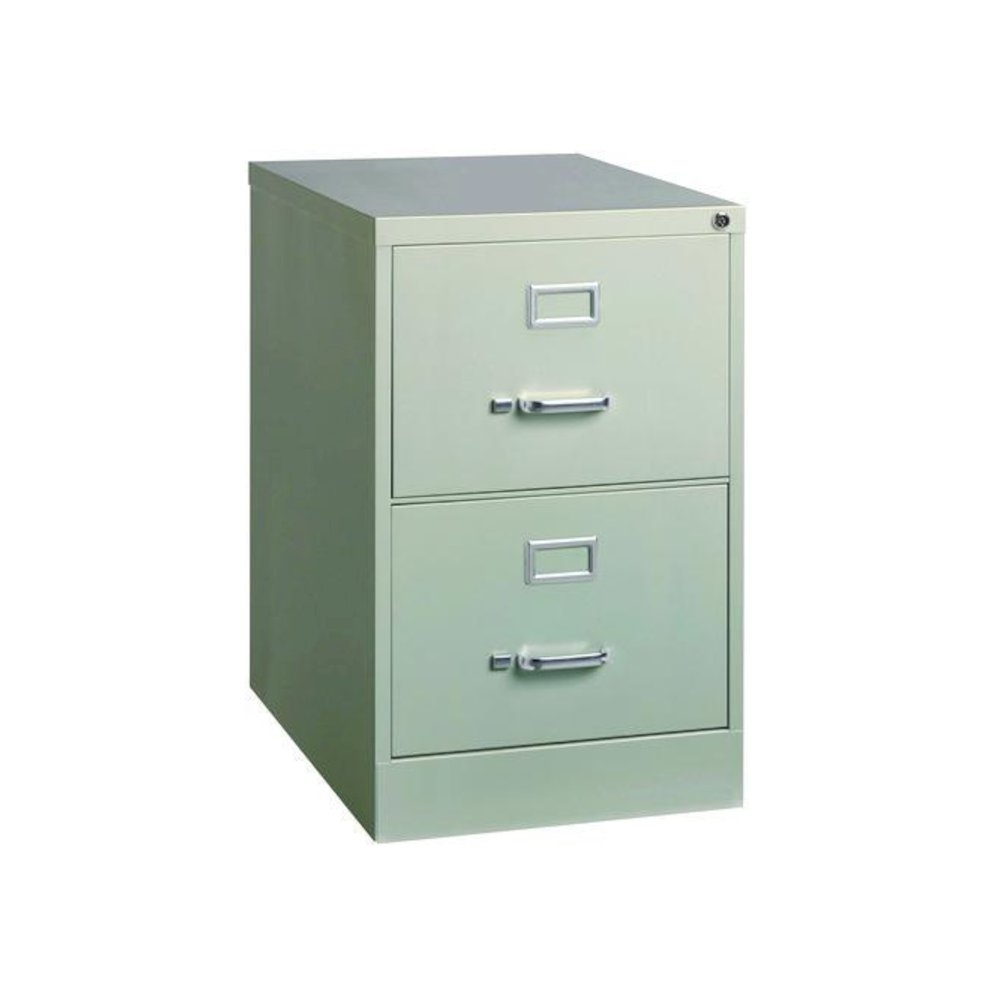 Two-Drawer Economy Vertical File, 2 Legal-Size File Drawers, Light Gray, 15" x 25" x 28.38". Picture 1
