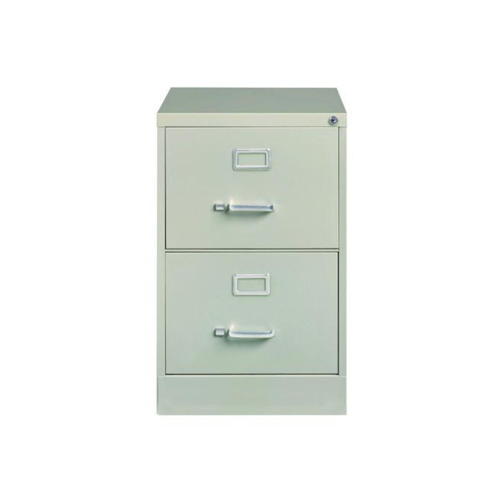 Two-Drawer Economy Vertical File, 2 Legal-Size File Drawers, Light Gray, 15" x 25" x 28.38". Picture 2