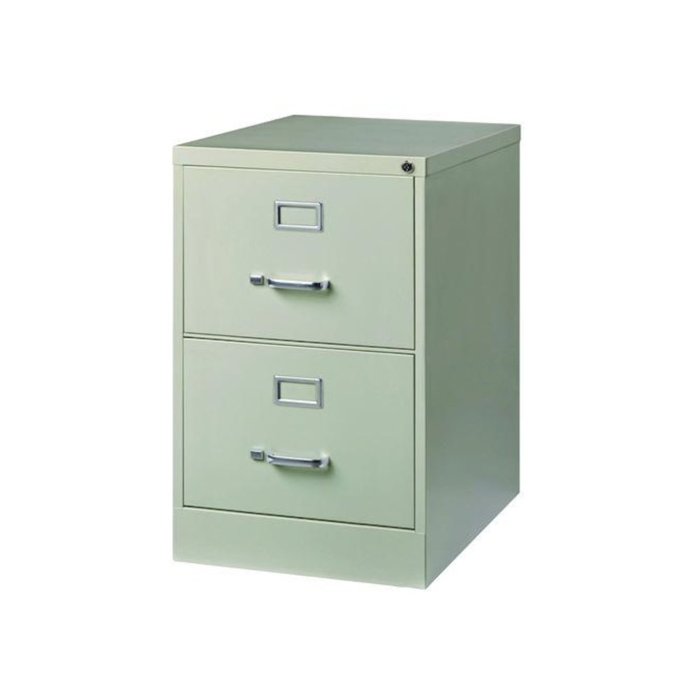 Two-Drawer Economy Vertical File, 2 Legal-Size File Drawers, Light Gray, 15" x 25" x 28.38". Picture 3