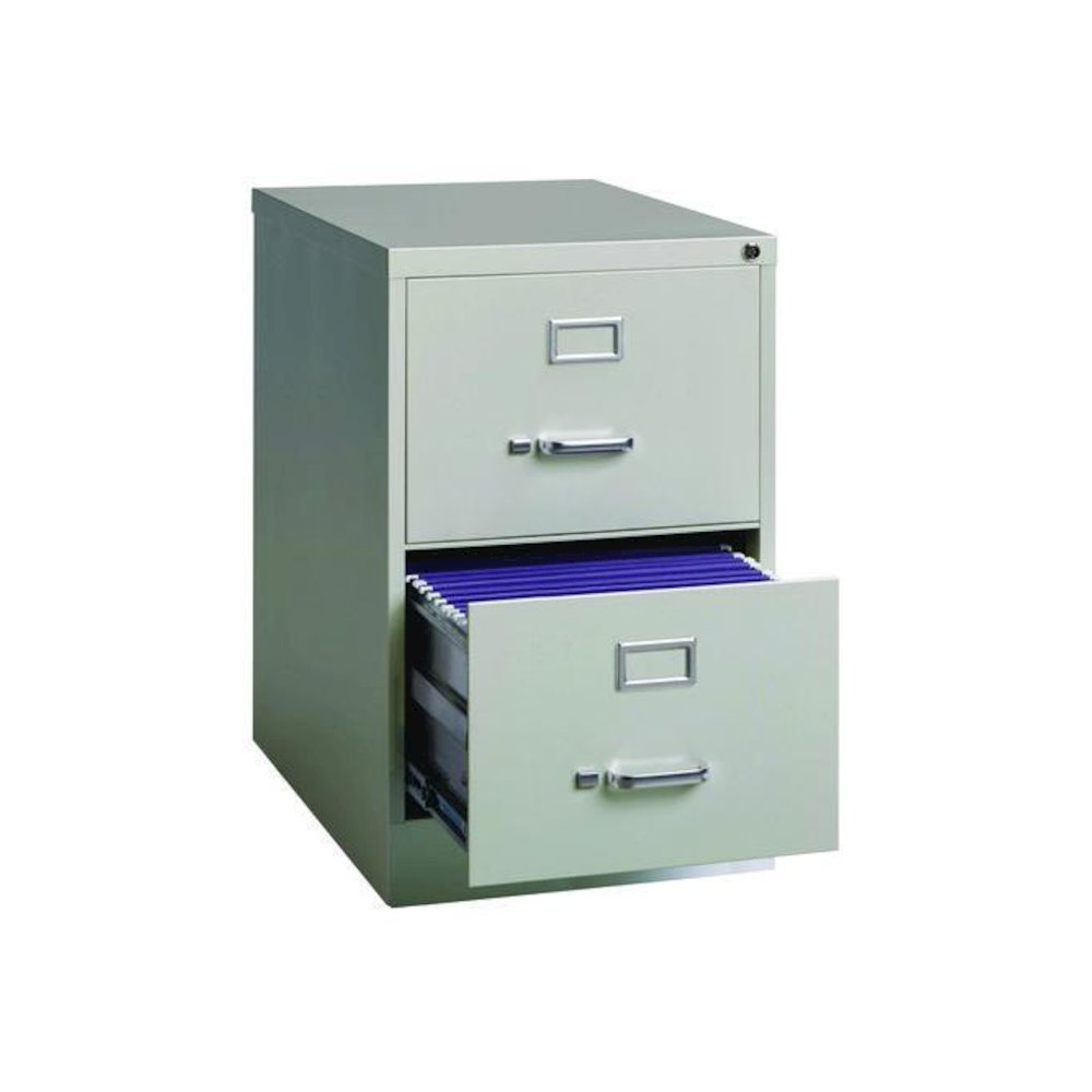 Two-Drawer Economy Vertical File, 2 Legal-Size File Drawers, Light Gray, 15" x 25" x 28.38". Picture 4