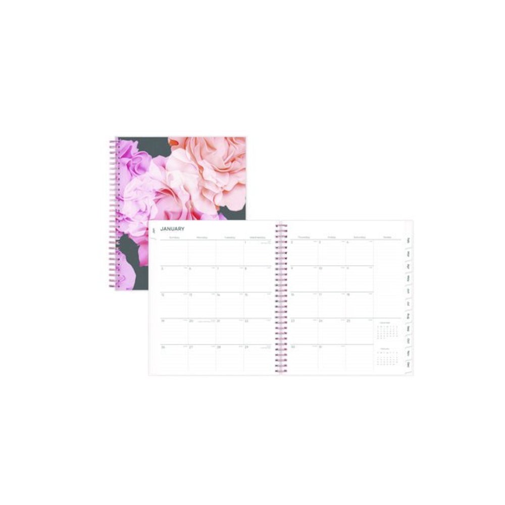 Joselyn Monthly Wirebound Planner, Floral Artwork, 10 x 8, Pink/Peach/Black Cover, 12-Month (Jan to Dec): 2026. Picture 1