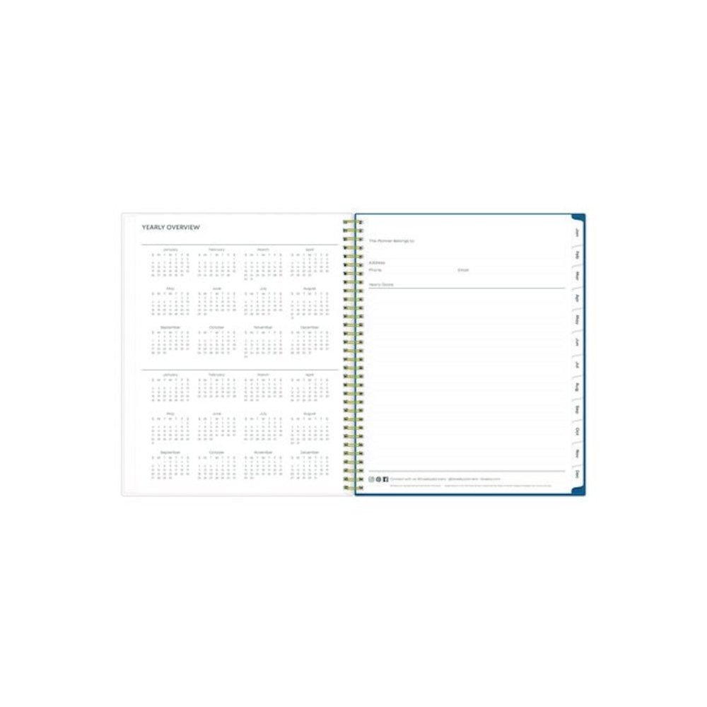 Bakah Blue Weekly/Monthly Planner, Floral Artwork, 11 x 8.5, Blue/White Cover, 12-Month (Jan to Dec): 2026. Picture 5