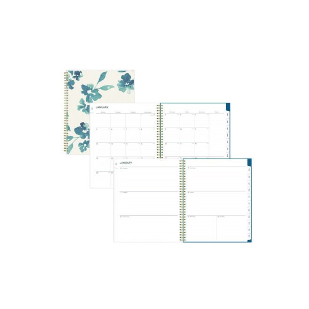 Bakah Blue Weekly/Monthly Planner, Floral Artwork, 11 x 8.5, Blue/White Cover, 12-Month (Jan to Dec): 2026. Picture 1