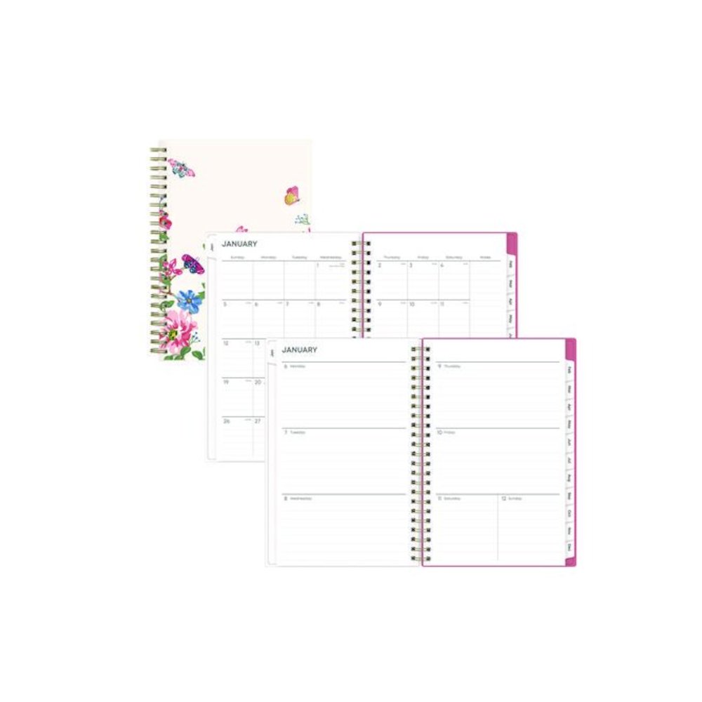 Fly By Frosted Weekly/Monthly Planner, Butterflies Artwork, 8 x 5, Blush/Pink Cover, 12-Month (Jan to Dec): 2026. Picture 1