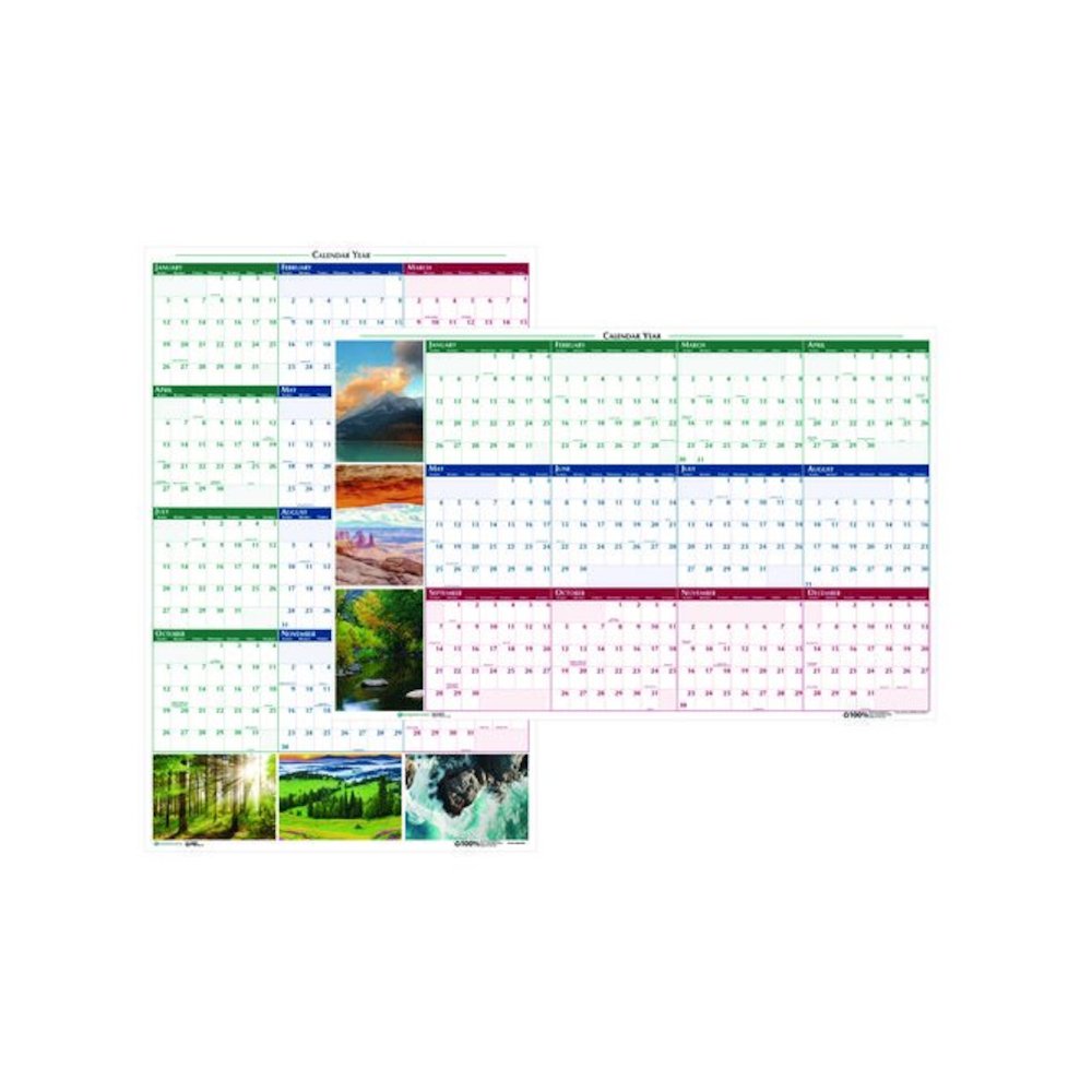 Earthscapes Recycled Reversible/Erasable Yearly Wall Calendar, Nature Photos, 24 x 37, White Sheets, 12-Month (Jan-Dec): 2026. Picture 1