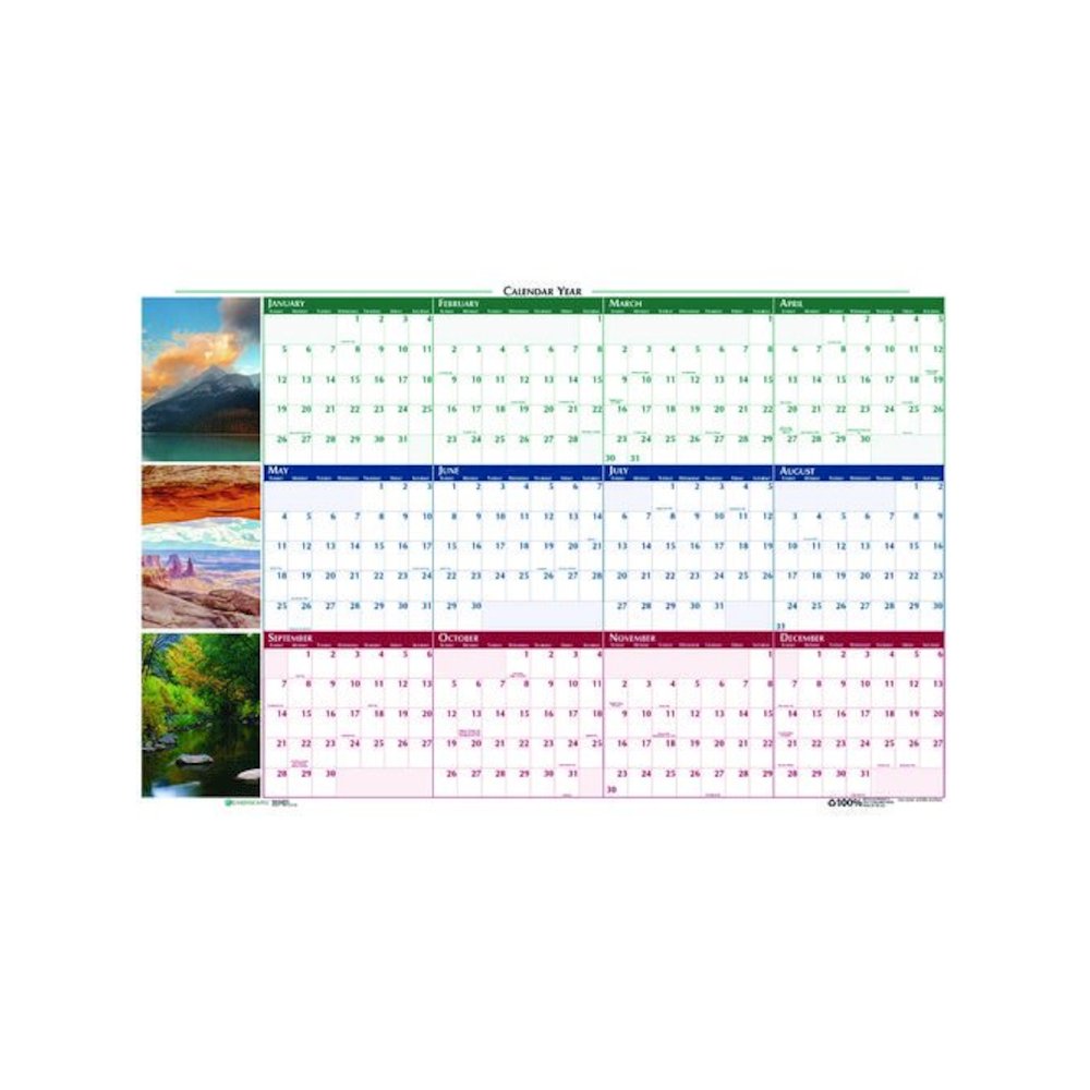 Earthscapes Recycled Reversible/Erasable Yearly Wall Calendar, Nature Photos, 24 x 37, White Sheets, 12-Month (Jan-Dec): 2026. Picture 2