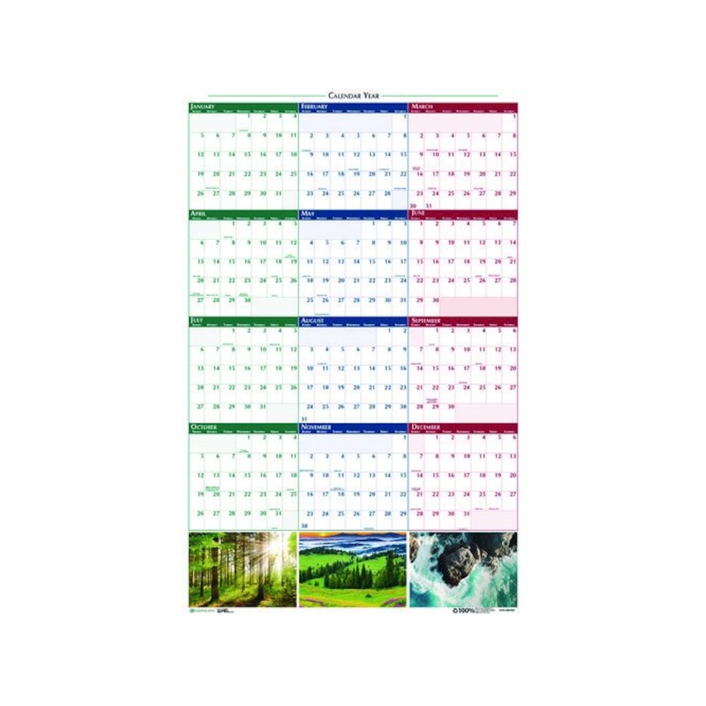 Earthscapes Recycled Reversible/Erasable Yearly Wall Calendar, Nature Photos, 24 x 37, White Sheets, 12-Month (Jan-Dec): 2026. Picture 3
