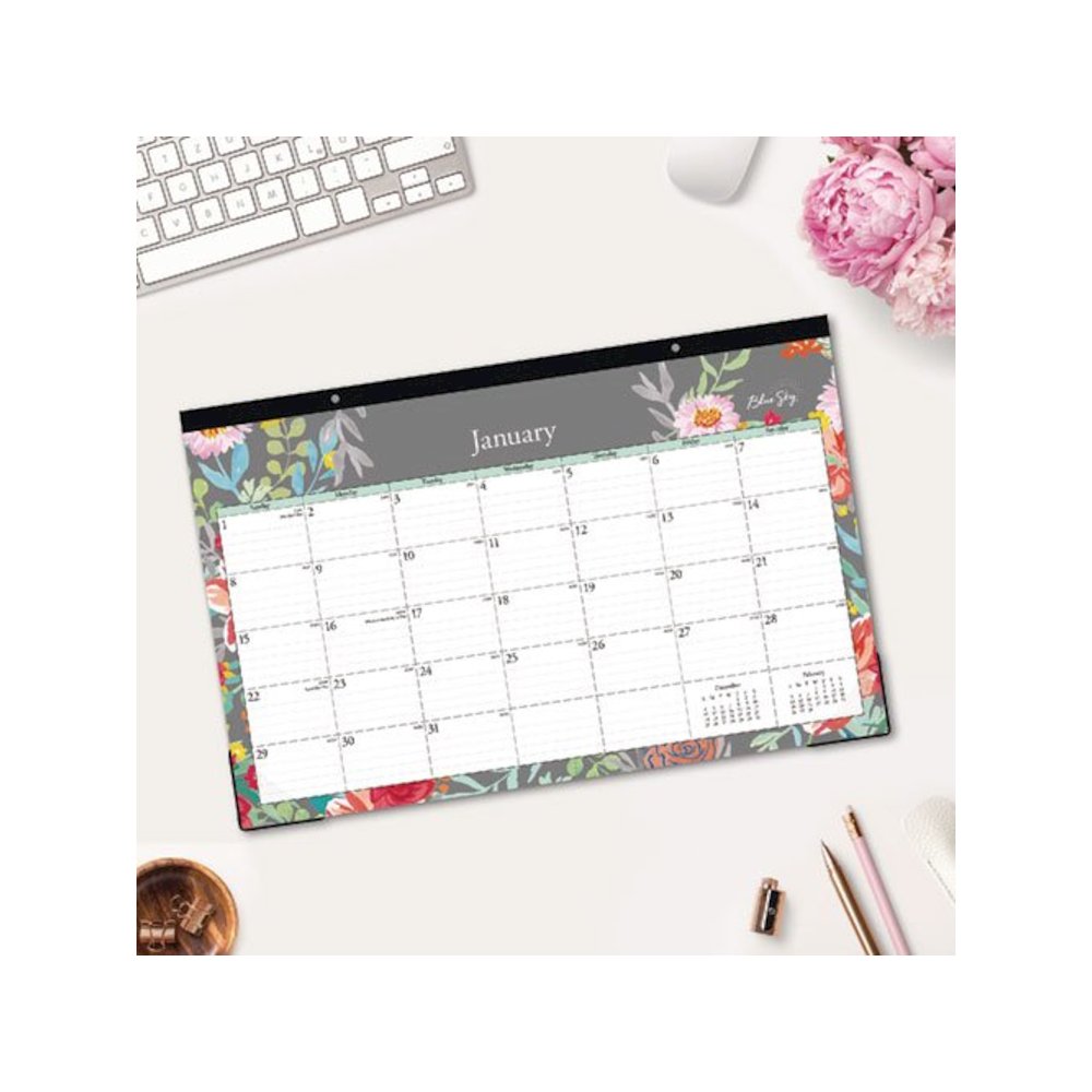 Sophie Desk Pad, Floral Artwork, 17 x 11, Multicolor Sheets, Black Binding, Clear Corners, 12-Month (Jan to Dec): 2026. Picture 4