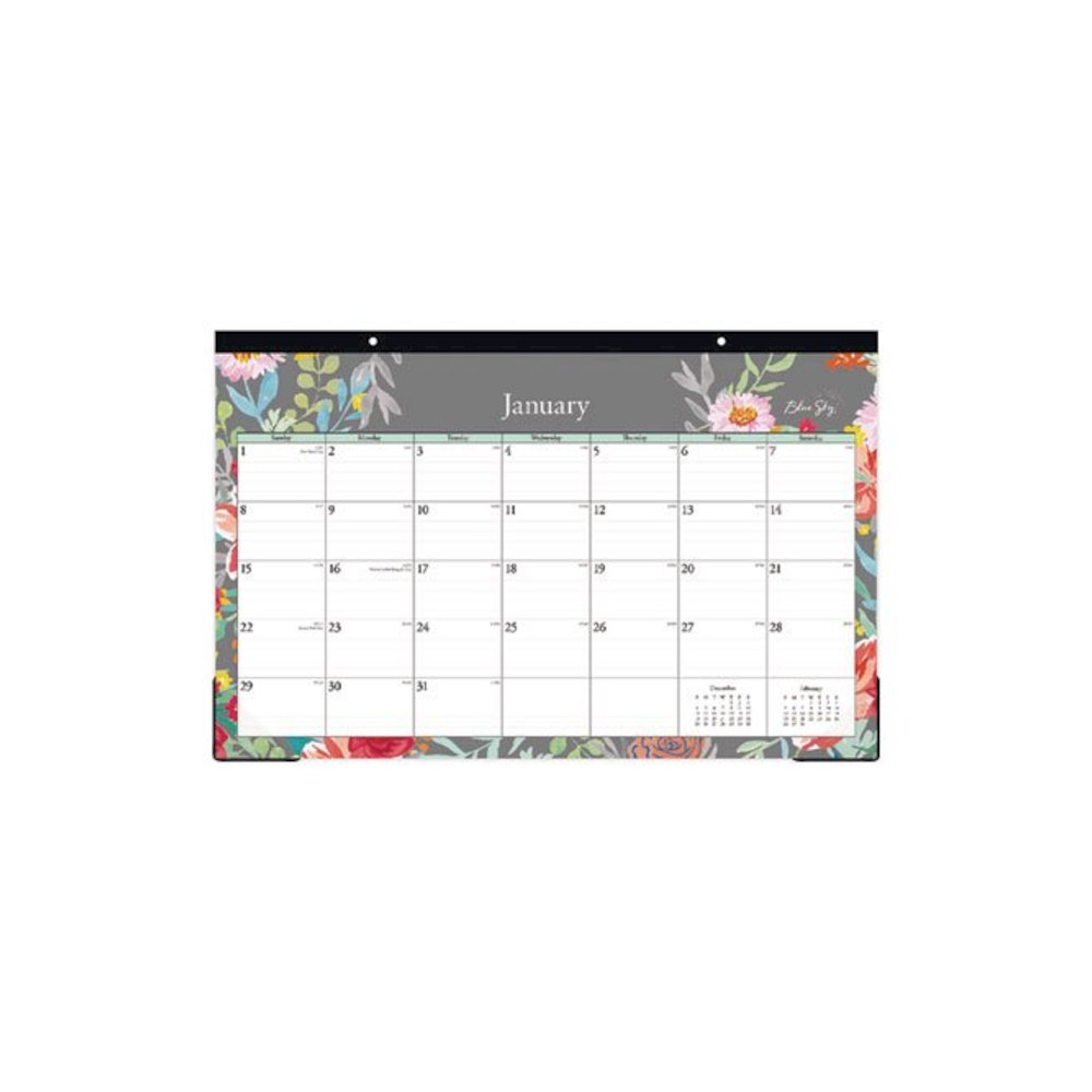 Sophie Desk Pad, Floral Artwork, 17 x 11, Multicolor Sheets, Black Binding, Clear Corners, 12-Month (Jan to Dec): 2026. Picture 1