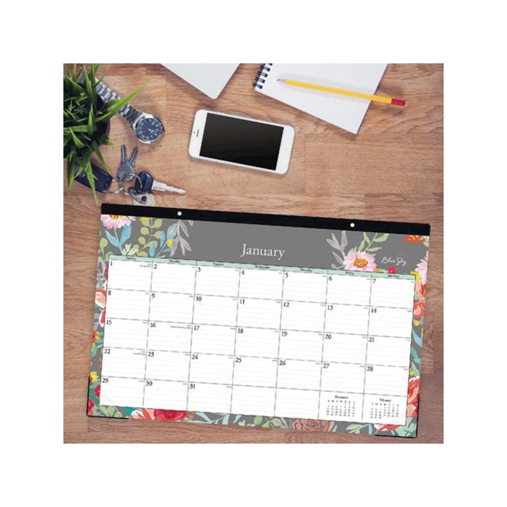 Sophie Desk Pad, Floral Artwork, 17 x 11, Multicolor Sheets, Black Binding, Clear Corners, 12-Month (Jan to Dec): 2026. Picture 3