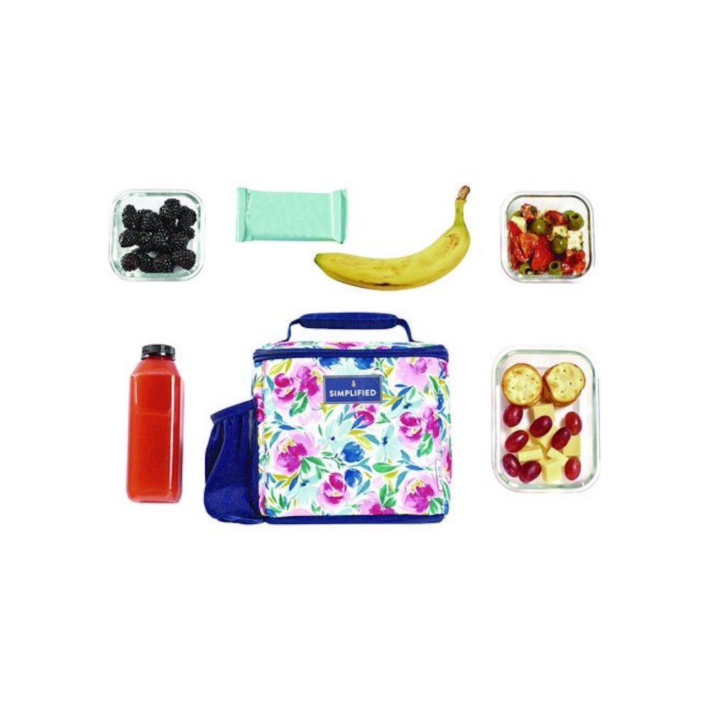 Simplified Lunch Bag, 9.25 x 5 x 9, Multicolor Floral. Picture 3