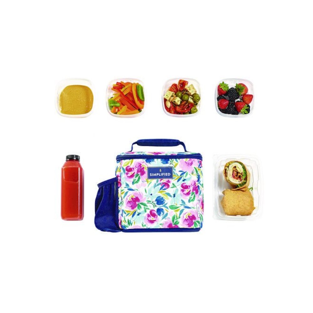 Simplified Lunch Bag, 9.25 x 5 x 9, Multicolor Floral. Picture 4