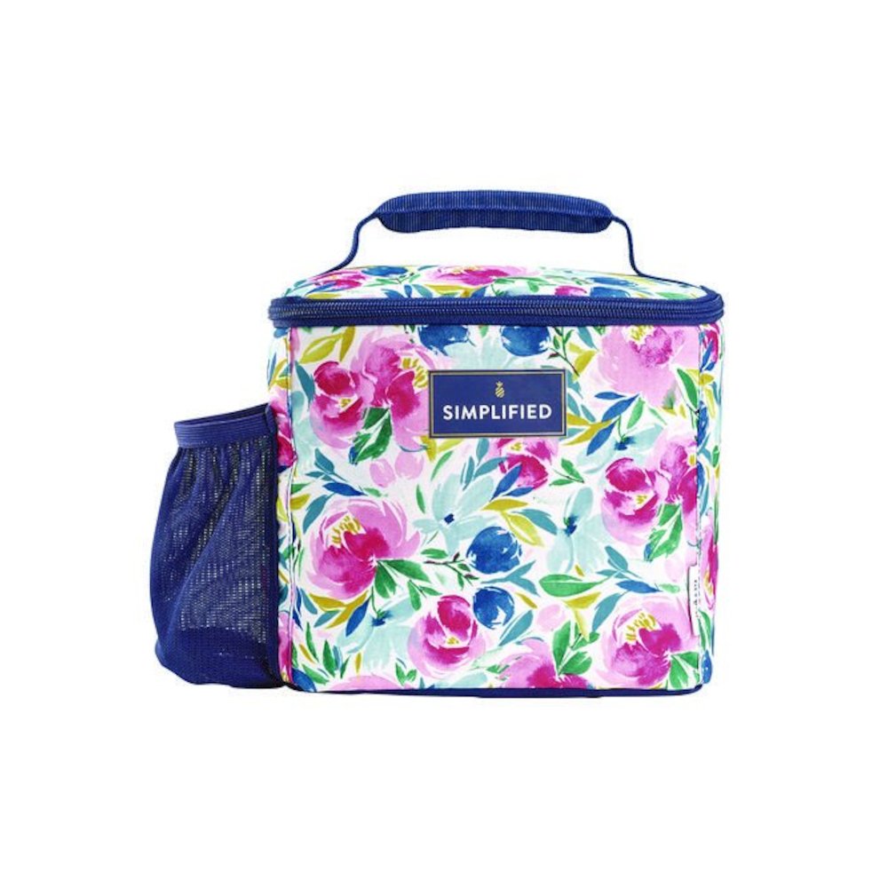 Simplified Lunch Bag, 9.25 x 5 x 9, Multicolor Floral. Picture 1