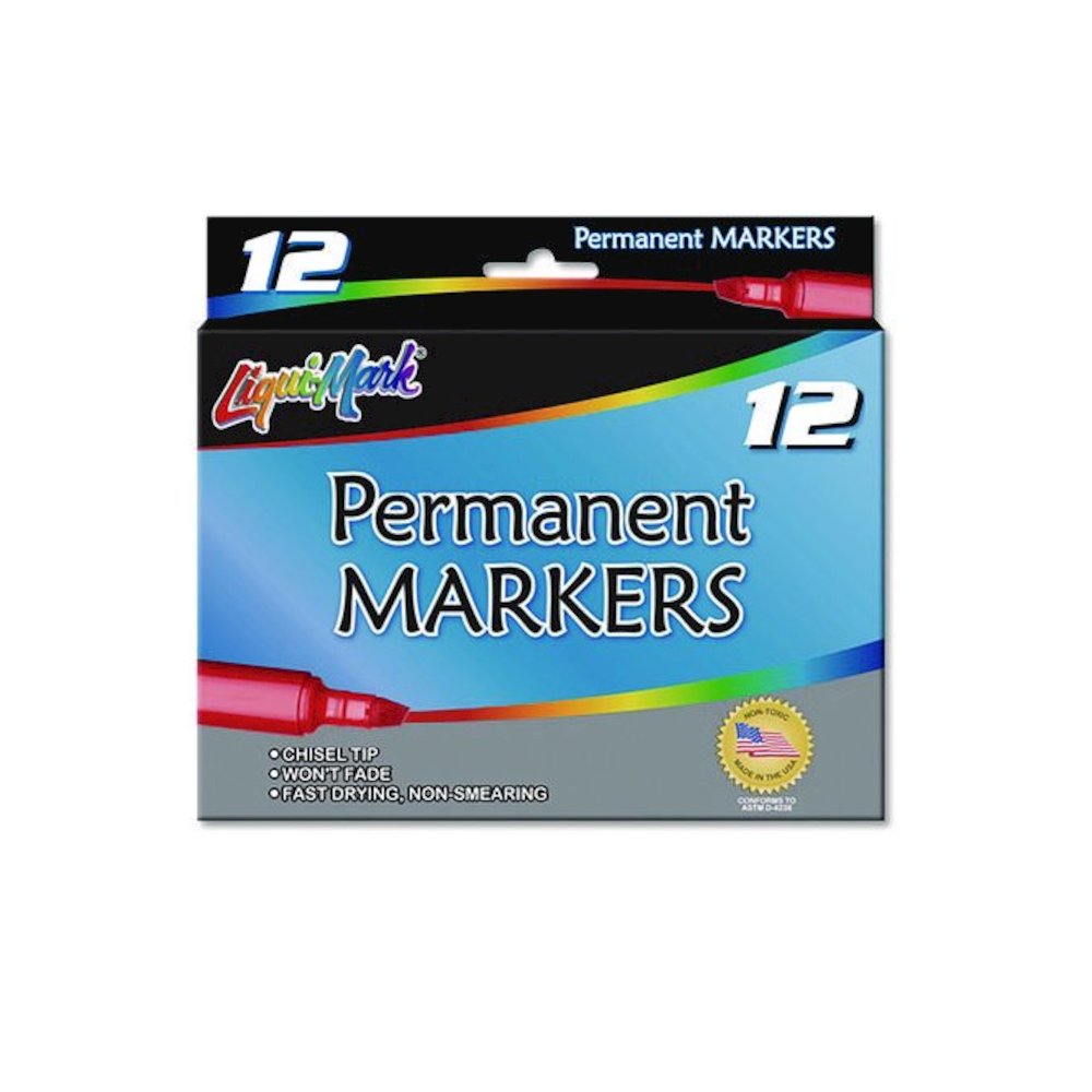 Permanent Marker, Chisel Tip, Black, Dozen. Picture 1