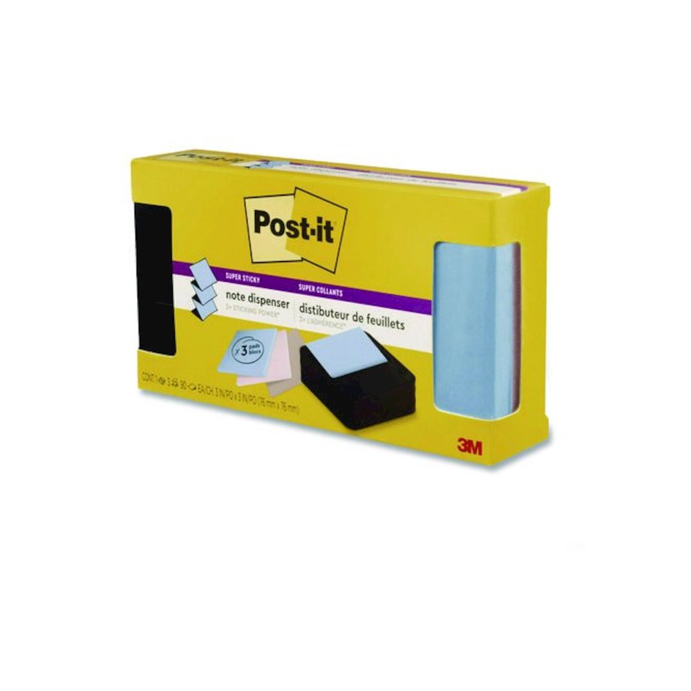 Wave Design Dispenser with Notes, For 3 x 3 Pads, Includes (3) 90-Sheet Simply Serene Collection Colors Pop-up Pads, Black. Picture 4