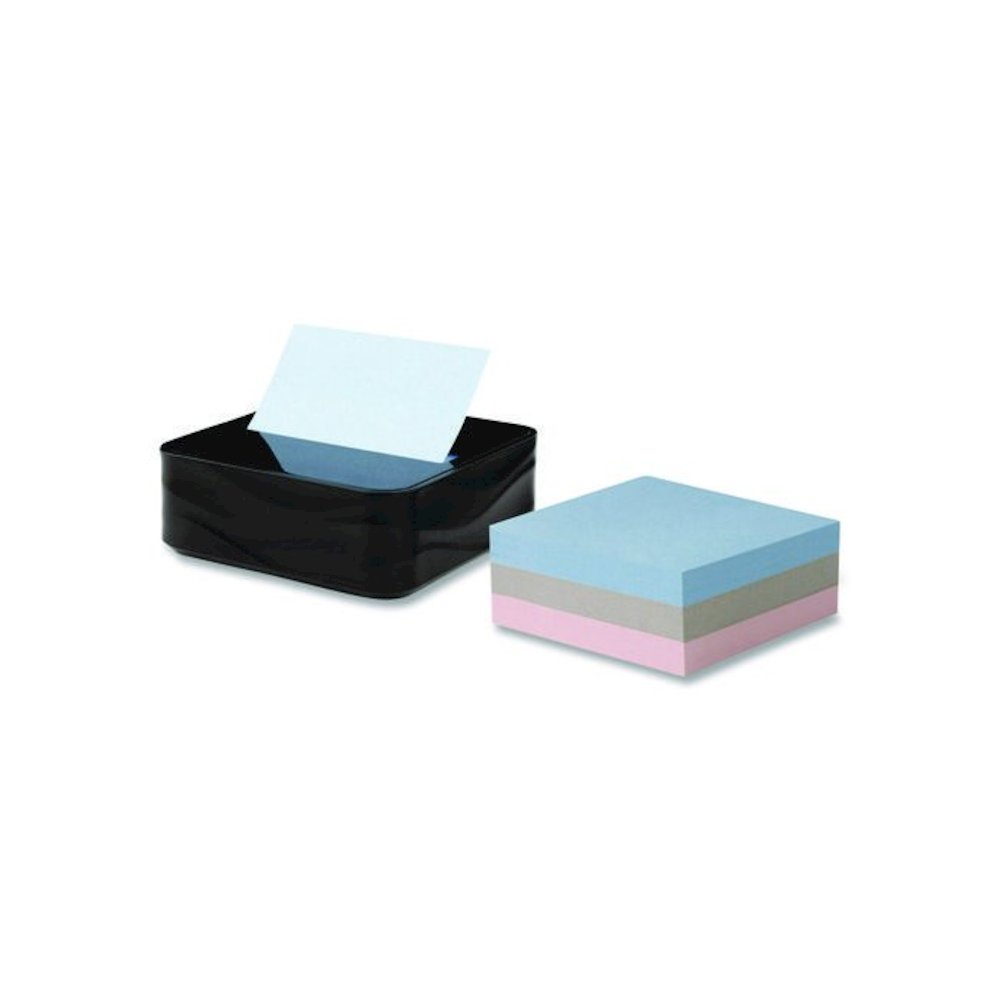 Wave Design Dispenser with Notes, For 3 x 3 Pads, Includes (3) 90-Sheet Simply Serene Collection Colors Pop-up Pads, Black. Picture 1