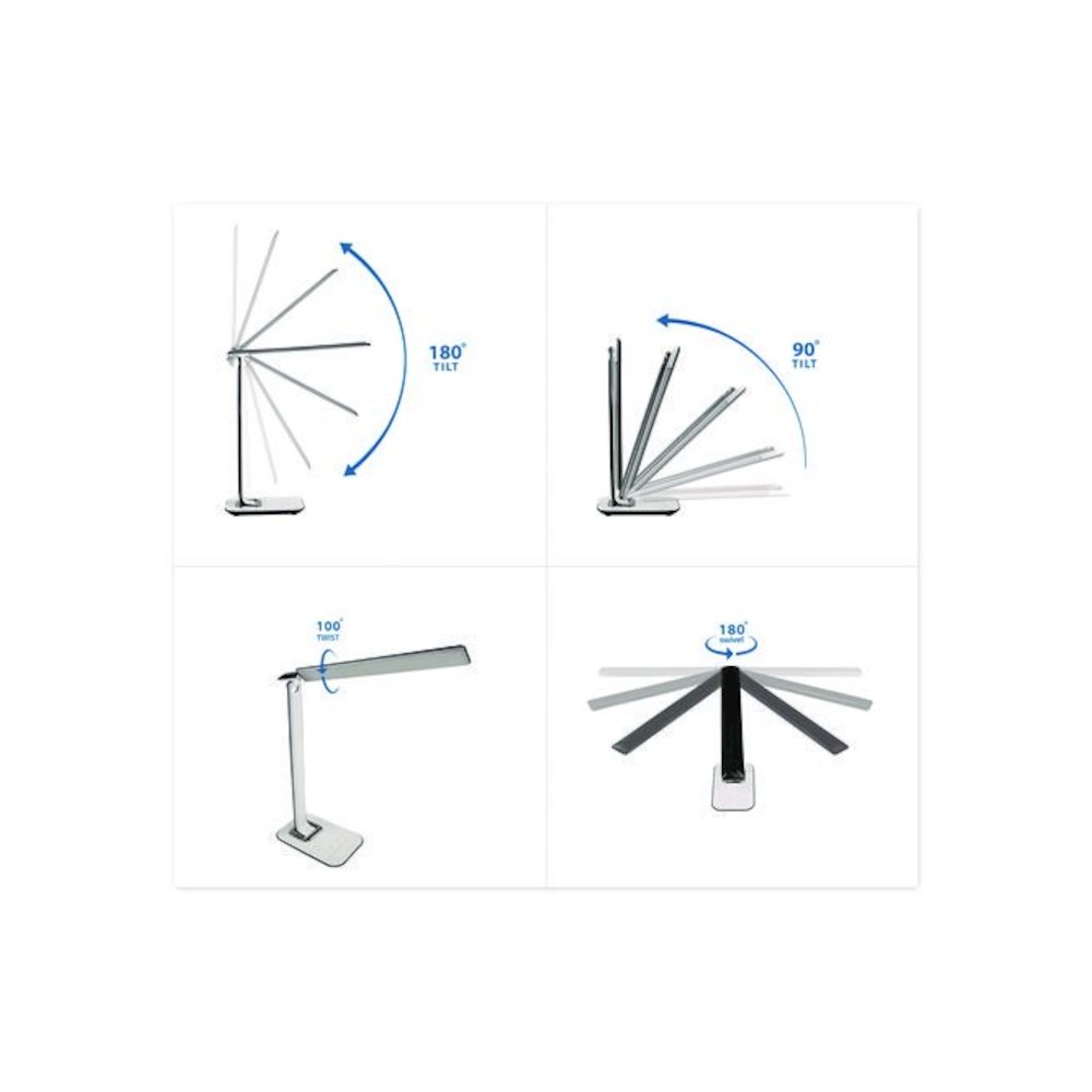 Turcom RelaxaLight Dimmable LED Desk Lamp with USB, Adjustable Neck, 16" to 28.5" High, White. Picture 3