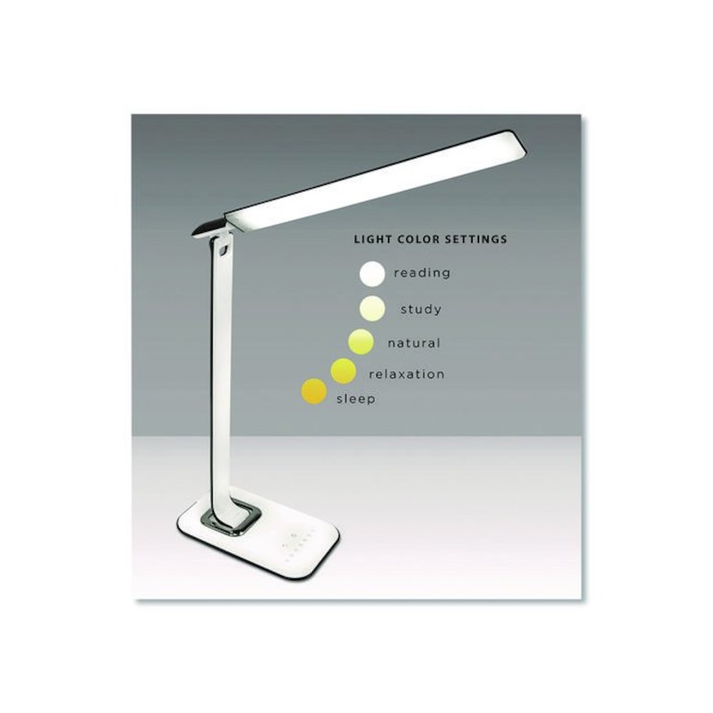 Turcom RelaxaLight Dimmable LED Desk Lamp with USB, Adjustable Neck, 16" to 28.5" High, White. Picture 5