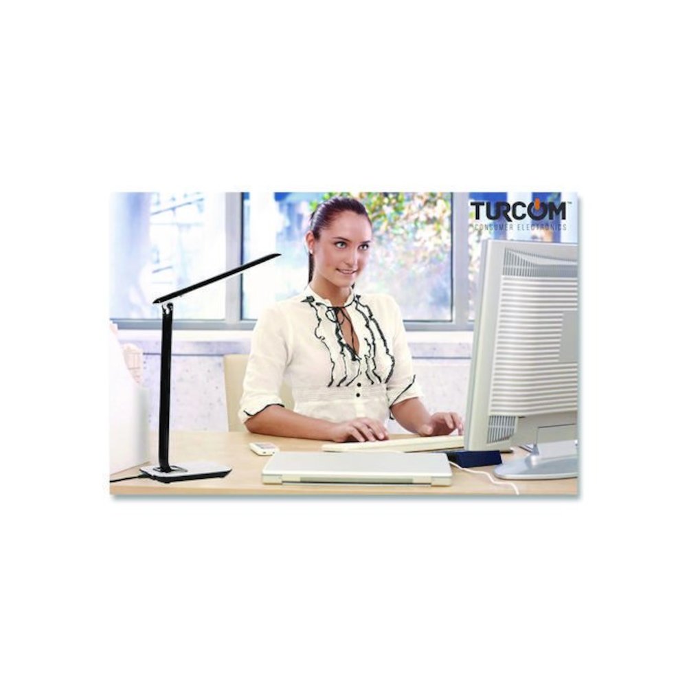 Turcom RelaxaLight Dimmable LED Desk Lamp with USB, Adjustable Neck, 16" to 28.5" High, White. Picture 6
