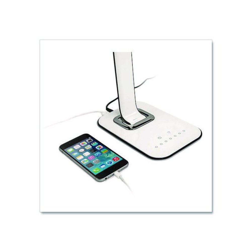 Turcom RelaxaLight Dimmable LED Desk Lamp with USB, Adjustable Neck, 16" to 28.5" High, White. Picture 7