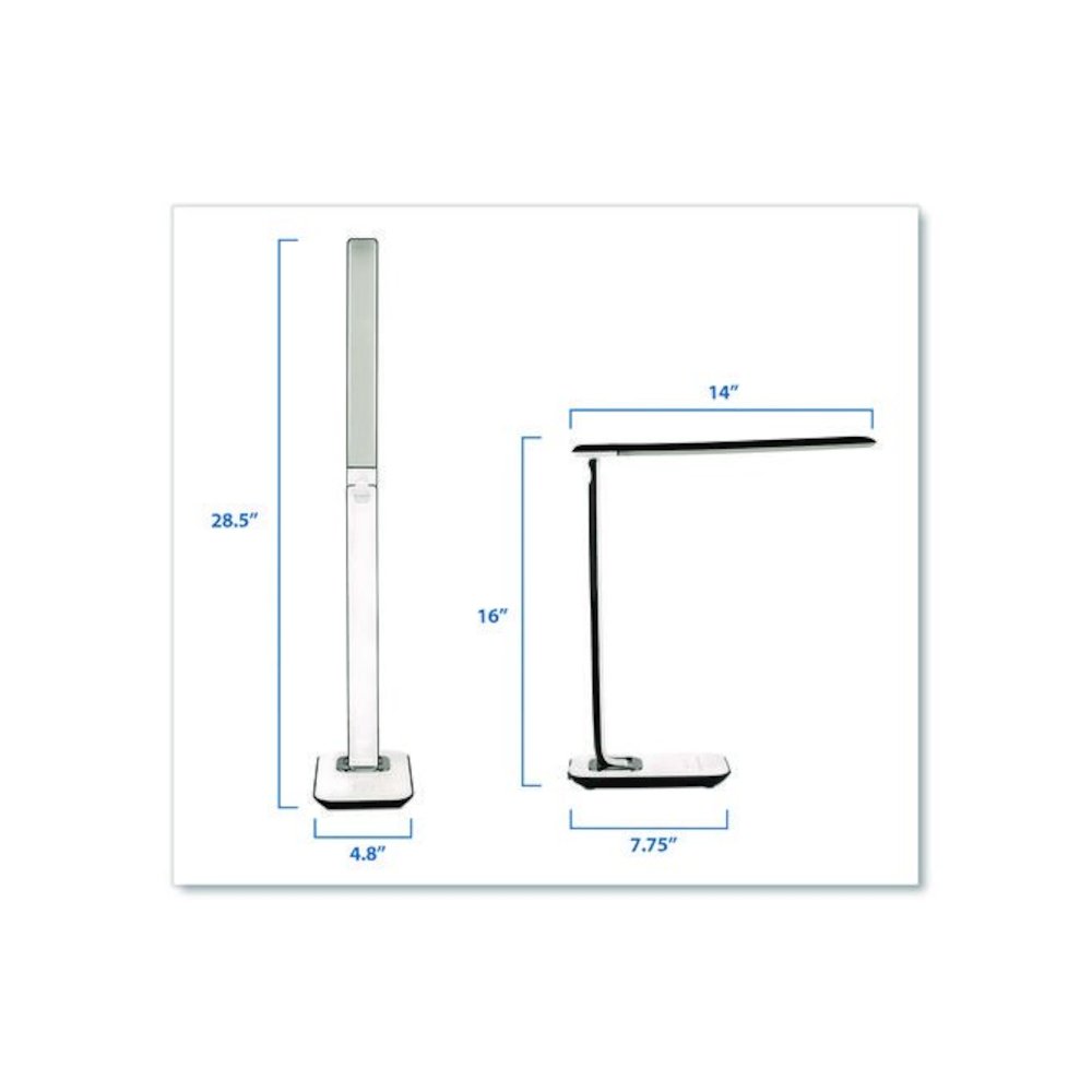 Turcom RelaxaLight Dimmable LED Desk Lamp with USB, Adjustable Neck, 16" to 28.5" High, White. Picture 8