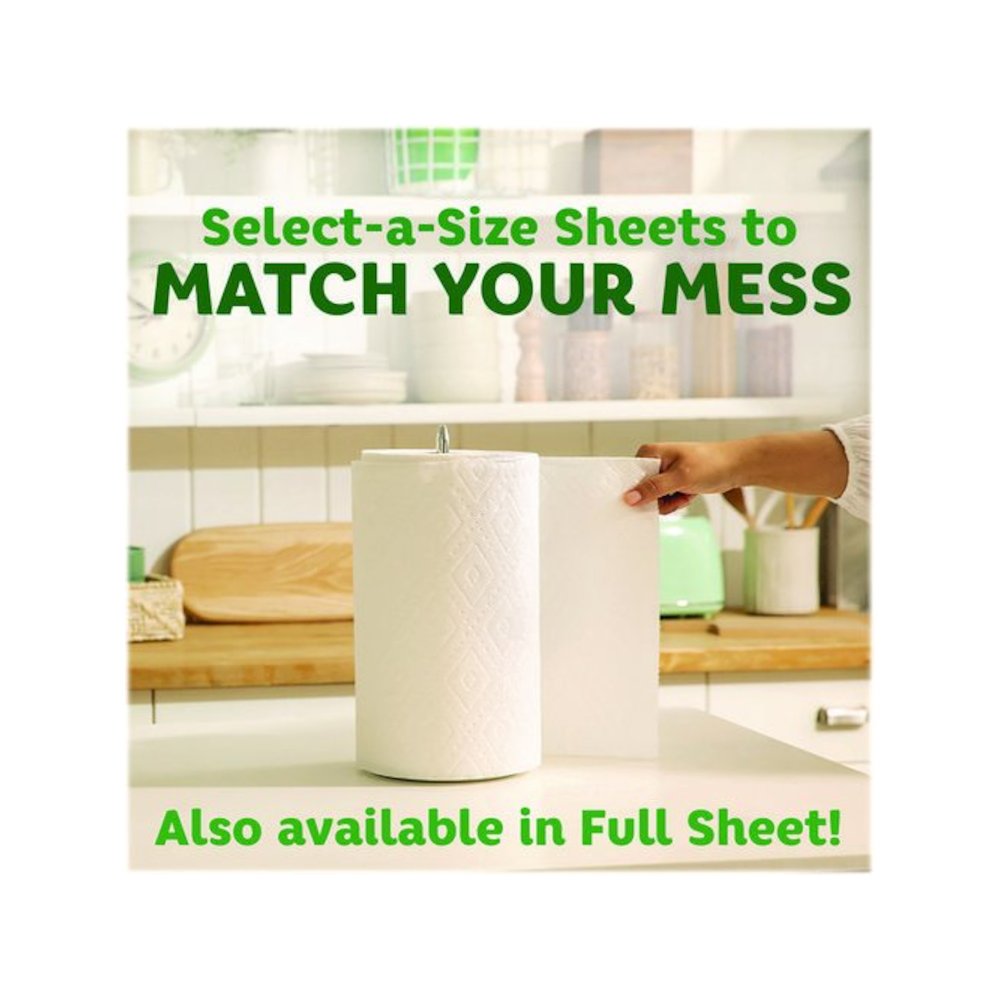 Select-a-Size Kitchen Roll Paper Towels, 2-Ply, 11 x 5.9, White, 135 Sheets/Roll, 2 Rolls/Pack. Picture 3
